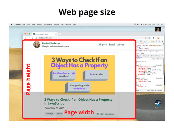 Web page size