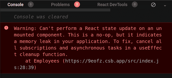 React warning about updating the state of unmounted component