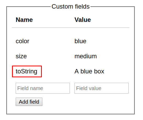 Custom fields User Interface